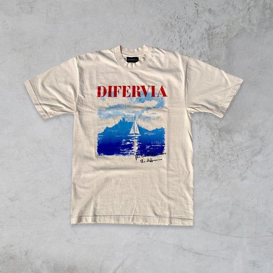 SAILBOAT, CREAM T-SHIRT